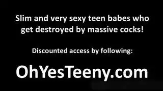  قضيب ضخم يدمر ثقوب المراهقة الضيقة